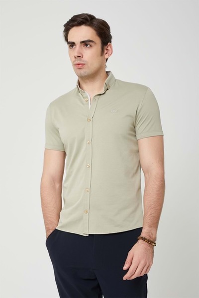 Olivia COONLESS ERKEK KISA KOL SLİM FİT GÖMLEK Açık yeşil
