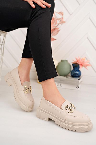 Aymood Mocasini de dama cu varf rotund Masculin fara siret Pantofi Oxford cu talpa inalta E Black Skin E Black