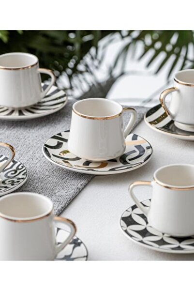 ACAR Petra 6 Kişilik Porselen Türk Kahvesi Fincan Takımı