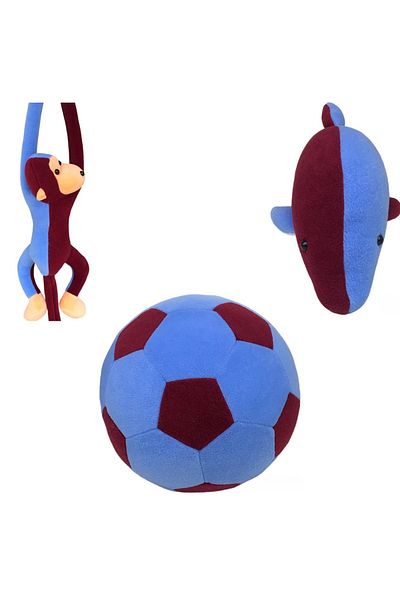 UgurToyss Set of 3 Plush Toys – Soft Plush Ball, Cute Toy Monkey and Dolphin Toy (for Children)