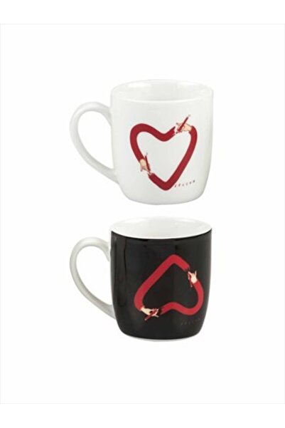 Paşabahçe Selçuk Demirel Heart Porcelain Mug Set of 2