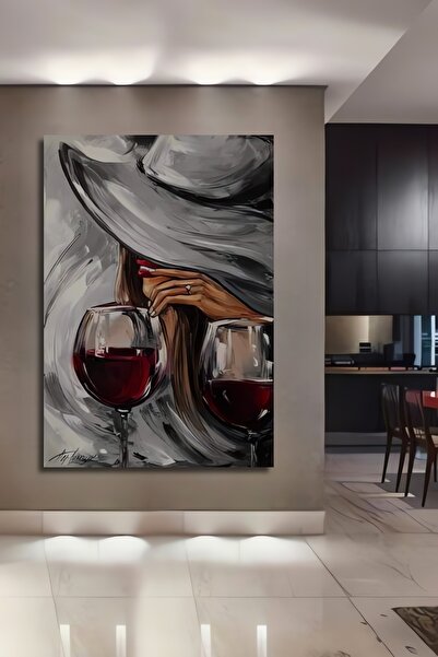 Teona Ahşap Ahşap Modern Sanat Dekoratif Soyut Kadın ve Şarap İllüstrasyon Tablo