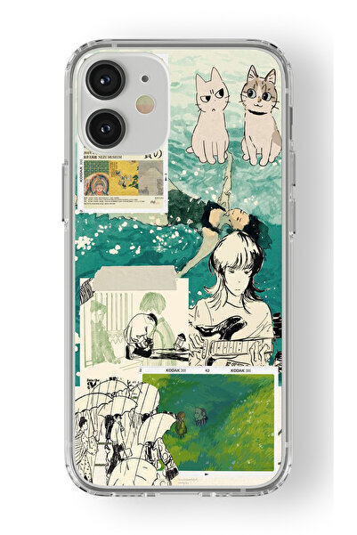 Space Star iPhone 12 Uyumlu Anime Kolaj Tasarım Baskılı Şeffaf Kılıf