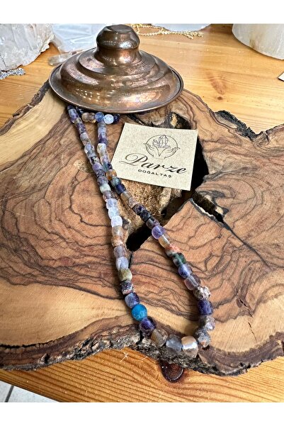 parze doğaltaş قلادة سلسلة فلوريت - قطع مكعب