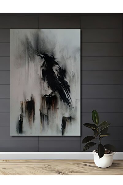 Teona Ahşap Ahşap Modern Soyut Sanat Karga İllüstrasyon Kare Şeklinde Duvar D...