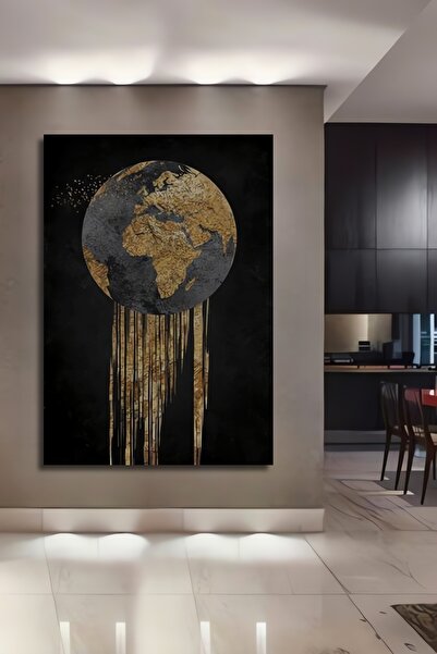 Teona Ahşap Ahşap Modern Soyut Çizim Estetik Altın Ay İllüstrasyon Kare Şekli...