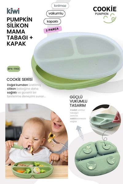 Kiwi Pumpkin 11 Piece Full Baby Feeding Set, 100% Bpa Free, Natural Silicone - Rose Pink