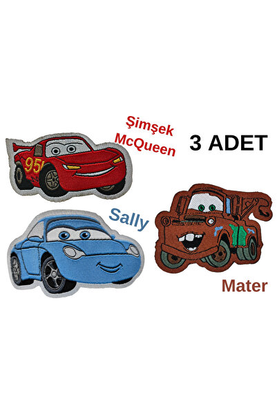 Megas Etiket Ütü ile Yapışan "Arabalar" -The Cars- 3'lü Set Dokuma Arma/Yama