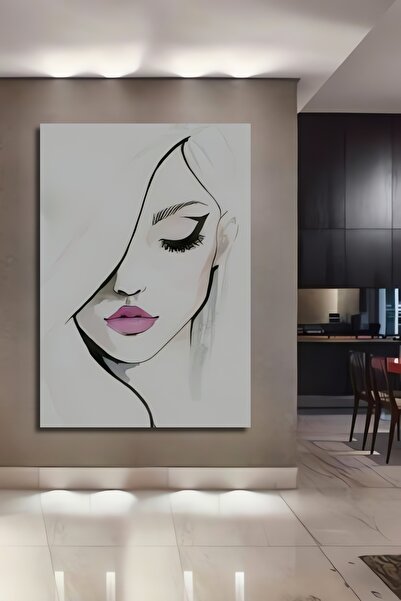 Ahşap Modern Sanat Dekoratif Kadın İllüstrasyon Oda Duvar  Kare Şeklinde Dekorasyon Tablosu