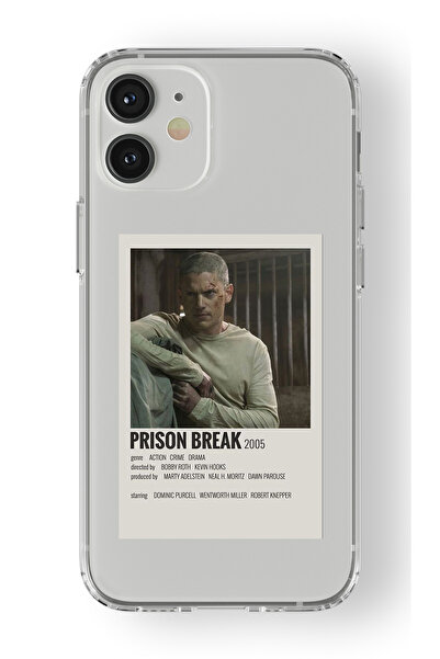 Space Star iPhone 12 Uyumlu Prison Break Minimalist Poster Tasarım Baskılı Şeffaf Kılıf