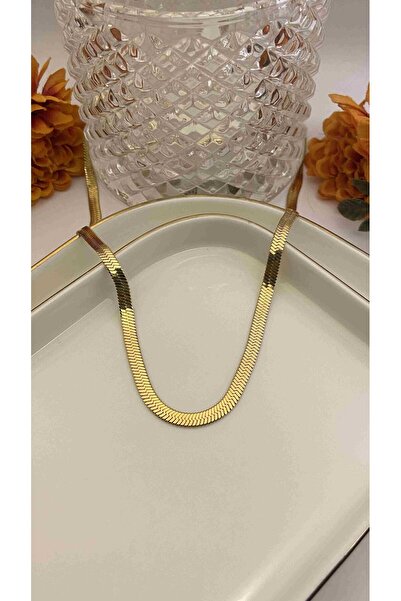 Aksesuar Çarşısı 316L Çelik Düz İtalyan Zincir 50 cm Gold