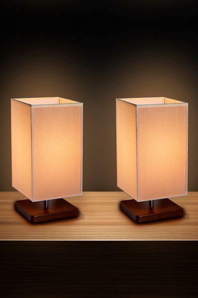 EFLIGHTDESIGN 2 قطعة عاكس الضوء الخشبي الأبيض الحديثة الأنيقة غرفة نوم غرفة المعيشة الجدول مصباح