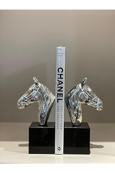 TASARIMHMODA Pirinç At İkili Kitap Tutucu Gümüş