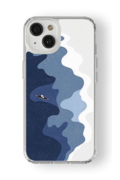 Space Star iPhone 13 Uyumlu Lonely Man Tasarım Baskılı Şeffaf Kılıf