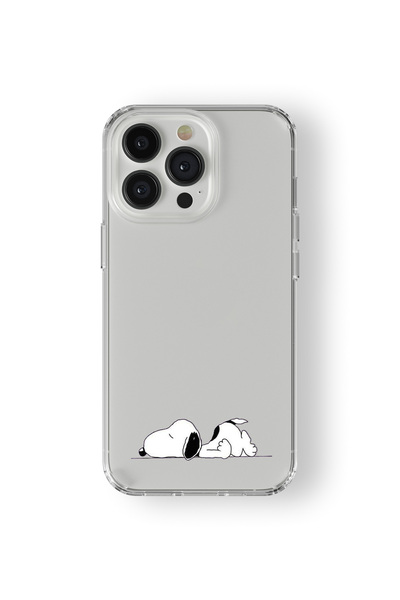 Space Star iPhone 14 Pro Max Uyumlu Snoopy Cartoon Tasarım Baskılı Şeffaf Kılıf