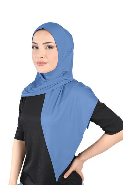 Ecardin Turban cu eșarfe practice din țesătură din viscoză - St101 Denim Blue