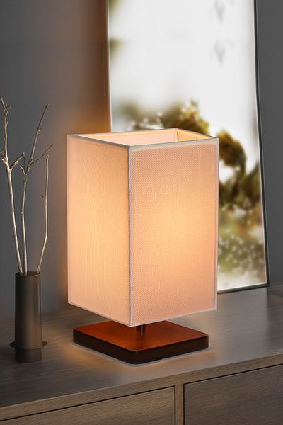 EFLIGHTDESIGN Wooden Lampshade White Modern Stylish Bedroom Living Room Table Lamp