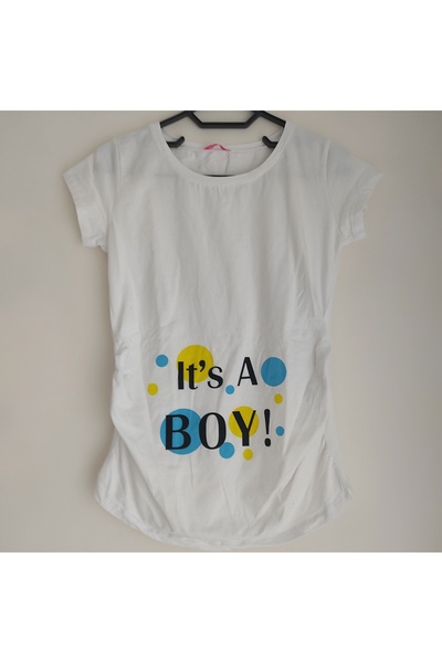 Baskılı Hamile Tişört It's A Boy Yazılı 1 Beden S