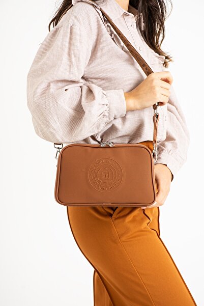 Just Polo Kadın Taba Yeni Sezon Orta Boy  Lakoste Kumaş 5 Bölmeli Postacı Omu...