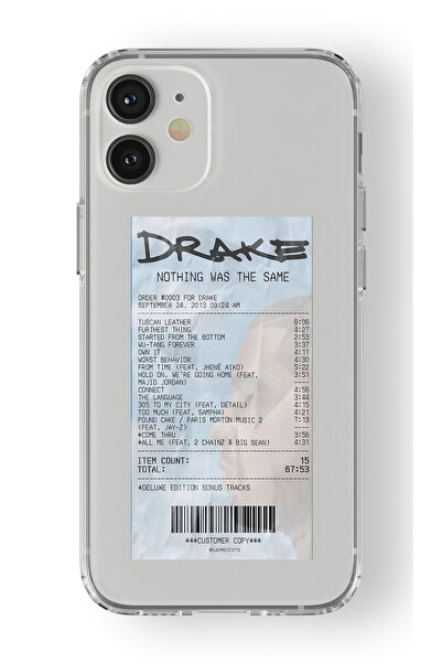 Space Star iPhone 12 Uyumlu Drake Albüm Fişi Tasarım Baskılı Şeffaf Kılıf