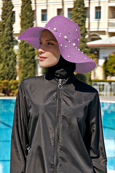 Remsa Mayo Люлякова перлена сламена шапка - RŞ-62