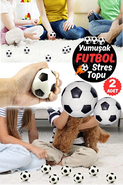 Munico 2 Adet Futbol Topu Görünümlü El Egzersiz Ve Stres Azaltıcı & Köpek Oyu...