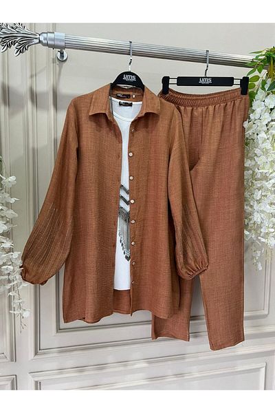 modabirsen Arms Stone Embroidered Linen Double Set
