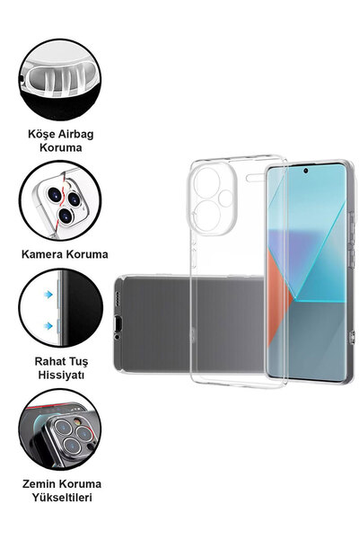 CEPSTOK Xiaomi Redmi Note 13 Pro Plus 5g Kılıf Şeffaf Kamera Korumalı Esnek Yumuşak Silikon