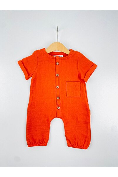 EFU BABY Unisex Short Sleeve Muslin Baby Jumpsuit