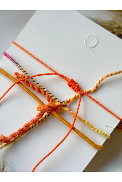 Atölye Merdiven Şans Fil detaylı 3 lü Turuncu bileklik seti