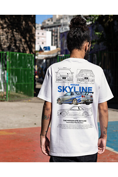 Belekoma Oversize kroj 100% pamuk lu T-shirt NISSAN SKYLINE zadnja ba Štampan...