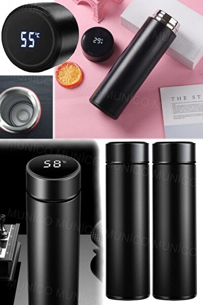 Munico 2 Adet 500 ML Sıcaklık Göstergesi Termos Şişe Vakum Paslanmaz Çelik Se...