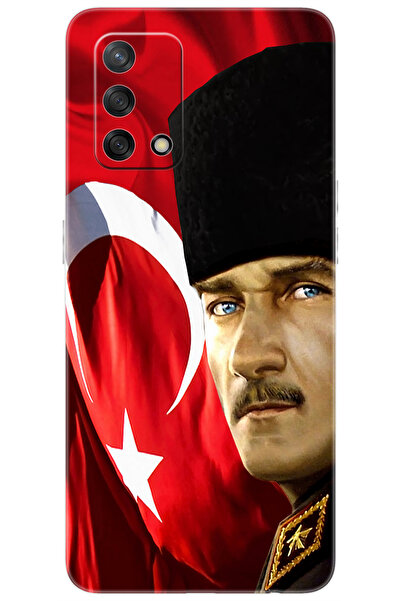 OPPO A74 (CPH2219) Uyumlu Kılıf Desen Baskılı Silikon Atatürk ve Türk Bayrağı...