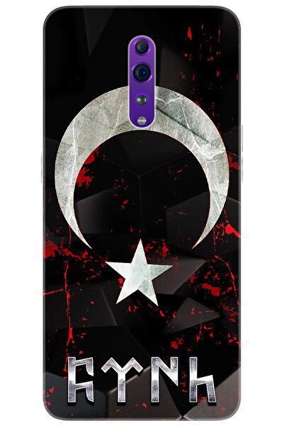 OPPO Reno Z (CPH1979) Uyumlu Kılıf Desen Baskı Silikon Ay Yıldız ve Göktürkçe...