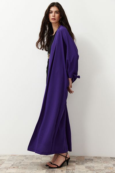Trendyol Modest Μωβ Άνετη Εφαρμογή Υφαντό Aerobin Long Cap & Ferace & Abaya TCTSS24KK00005