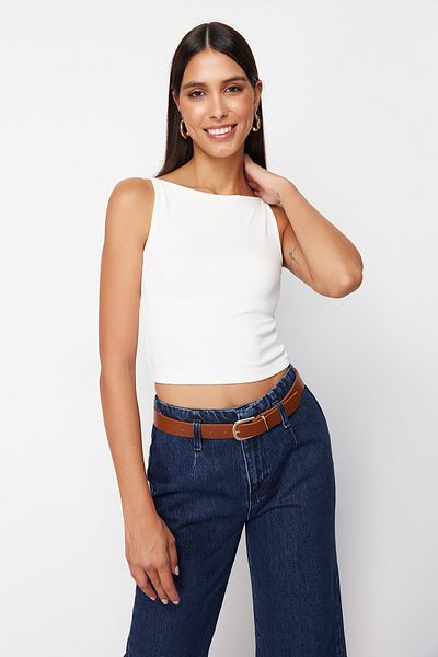 Trendyol Collection TWOSS24BZ00535 Model Bílá pletená halenka