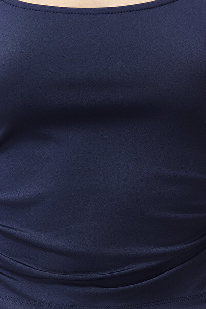 Trendyol Collection Sötétkék Fenntarthatóbb, testhezálló/testre szabott, rugalmas kötött blúz TWOSS24BZ00441