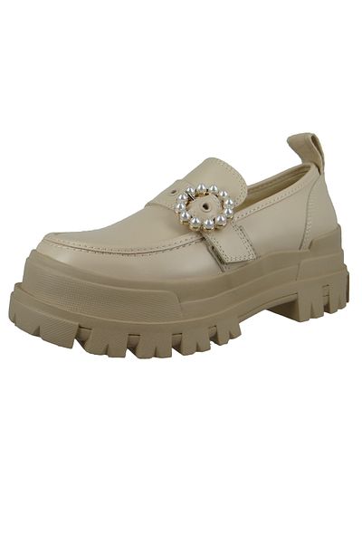 Buffalo Damen Halbschuhe Aspha Loafer Buckle 1622126 Beige Beige Kunstleder mit Perfect Fit durch Memory F