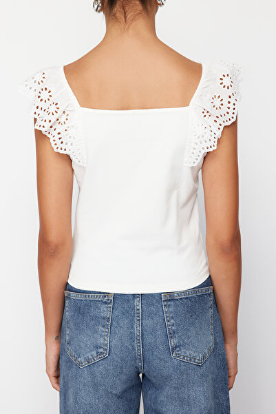 Edit by Trendyol Normální pletené tričko s bílými rukávy TEDSS24TS00036