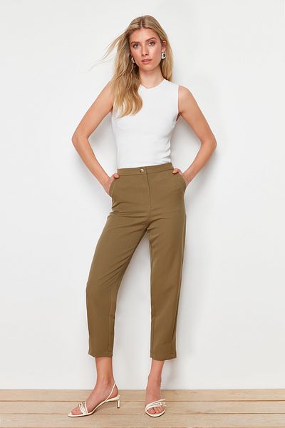 Trendyol Collection Khaki Cigarette Stitched Woven Trousers TWOSS24PL00124