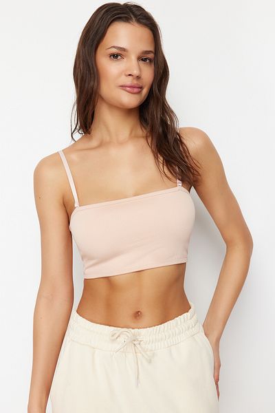 Trendyol Collection Nahtloser, trägerloser, gestrickter BH mit Seilträgern – THMSS24SU00048