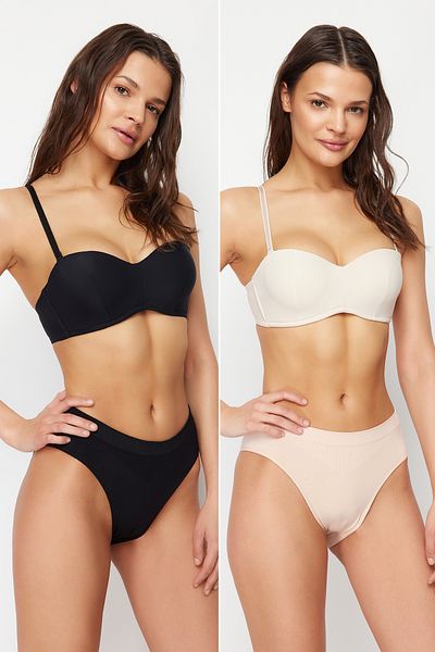 Trendyol Collection Black-Ten 2er-Pack nahtlose Hipster-Strickhöschen THMAW22KU0013