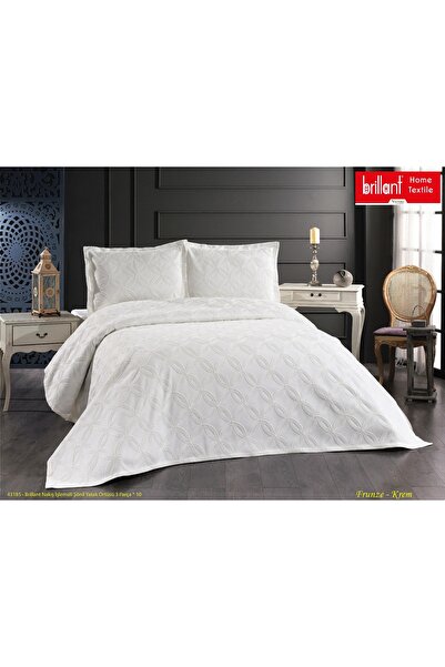 Brillant Set Frunze Crem Color 3 piese din chenille brodată C pentru două per...