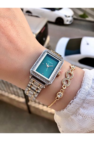 Homies WRISTWATCH RECTANGULAR Rhinestone CASE WITH BRACELET GIFT
