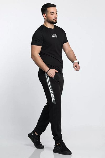 GÜLSELİ Μαύρο ανδρικό παντελόνι Jogger με ραβδώσεις