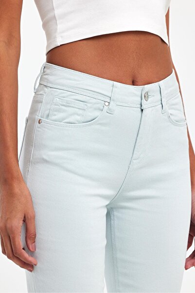 EXPLODE - Kadın Buz Mavi Likralı 5 Cep Flare Pantolon