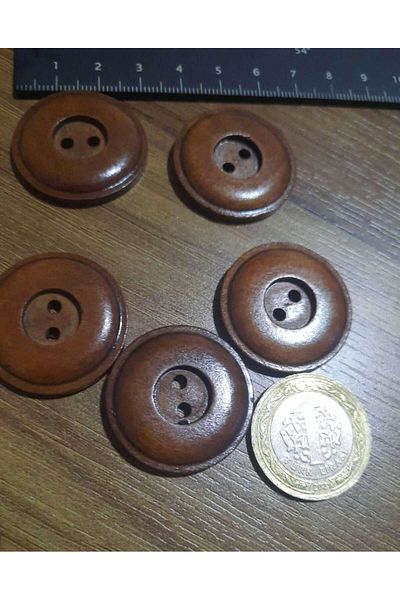 Beyna WOODEN NATURAL BROWN BOARD 3 CM BUTTON 1 PACK 10 PIECES