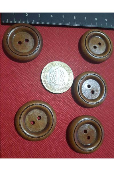 Beyna WOODEN BROWN BOARD 3 CM BUTTON 1 PACK 10 PIECES