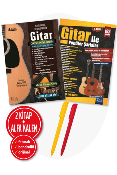 Musa Çetiner 2 kitap Set Gitar Öğreniyorum – Temel Gitar Eğitim Metodu + Gitar İle Popüler Şarkılar
