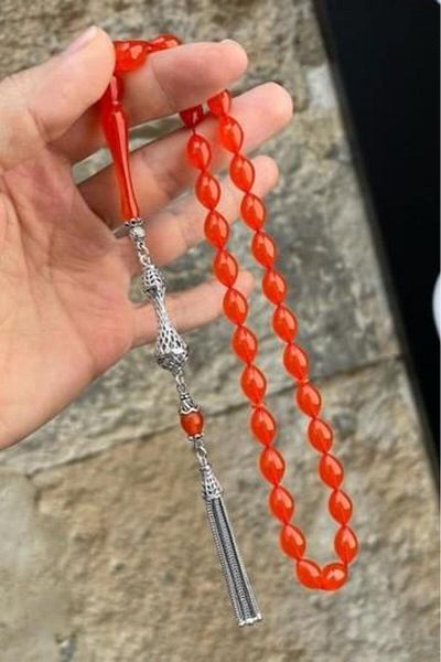 dergah tesbih Orange Amber Rosary - Original Design